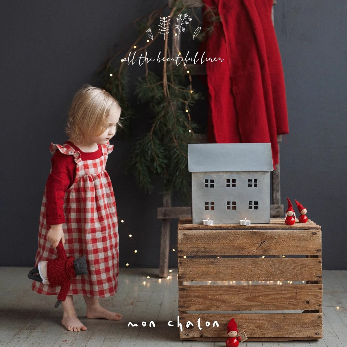 Garden Festive Linen Pinafore