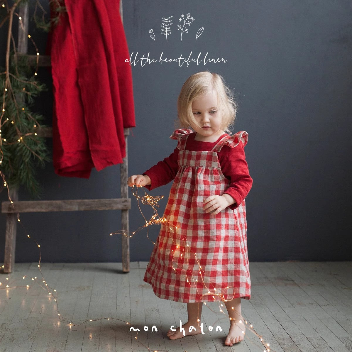 Garden Festive Linen Pinafore